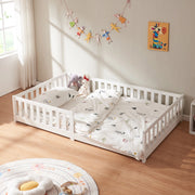 Letto Montessori per Cameretta Tanna in Legno di Pino 120 x 200 cm - Bianco [en.casa]