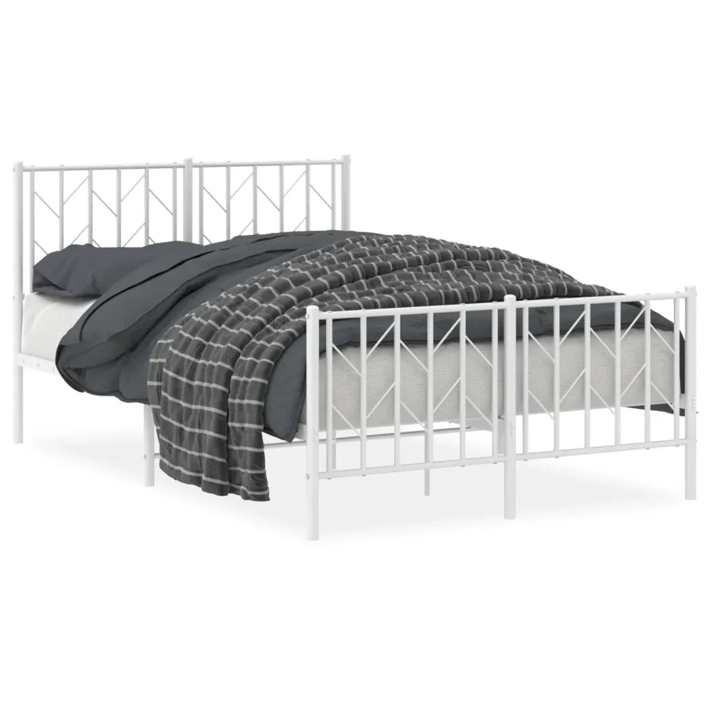 Giroletto con Testiera e Pediera-Struttura Letto Metallo Bianco 120x190 cm 983847