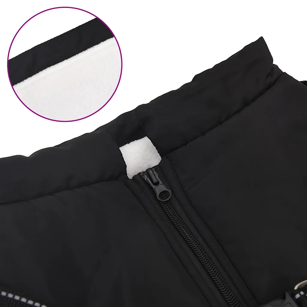 Cappotto Cani con Imbracatura Impermeabile Riflettente Nero L52 4019647