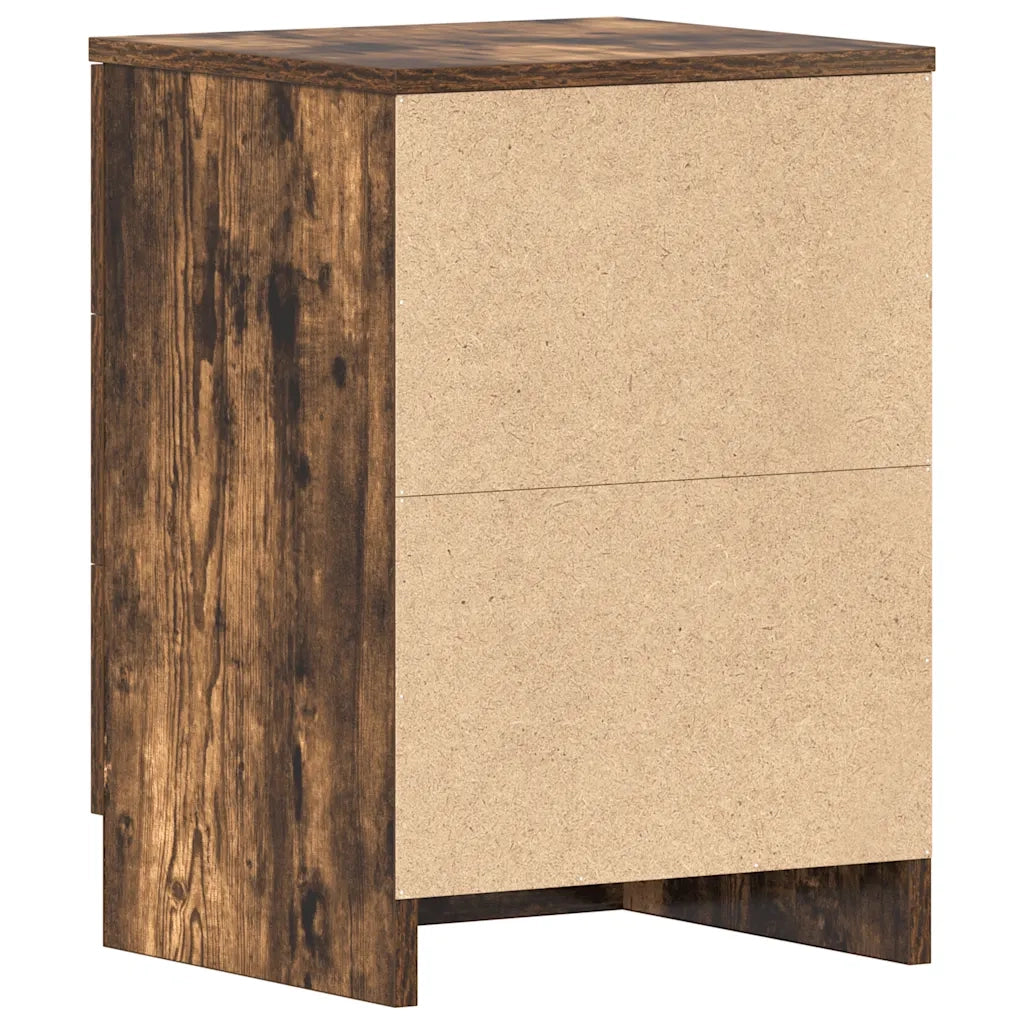 Set di 2 Comodini | Armadio da Notte | Mobiletto da notte Rovere Fumo 38x35x56 cm in Legno Multistrato