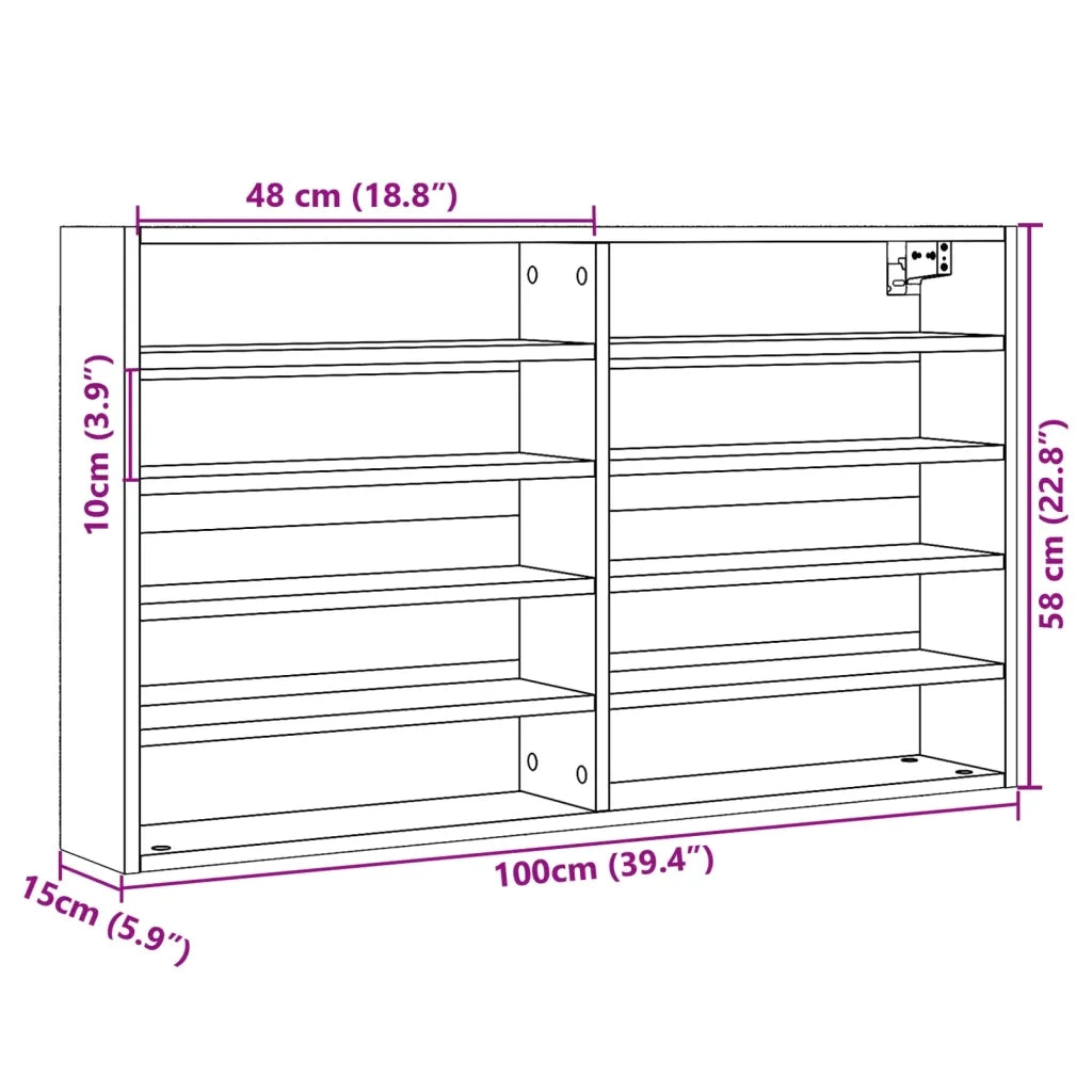 Armadietto Vetrina Rovere Sonoma 100x15x58 cm Legno Multistrato 847928