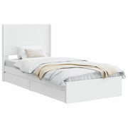 Letto singolo | Letto per adulti | Struttura del letto con stoccaggio e testata Bianco 75 x 190 cm