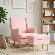 Poltrona con Ottomano 2 pz Rosa Bouclé 3418856
