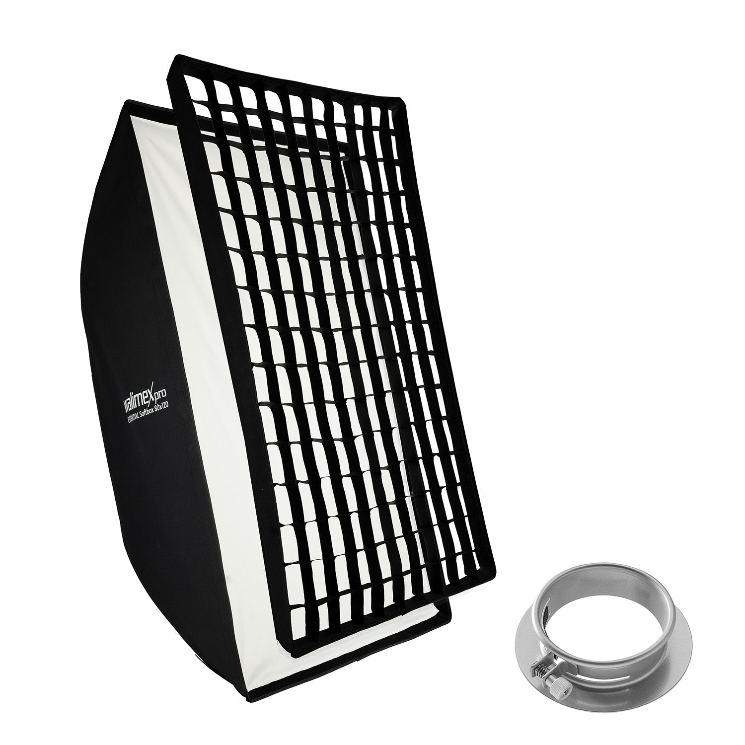 Essential Softbox 80x120cm con adattatore softbox per Profoto 15,2 cm, girevole a 360°, facile da montare, con griglia, adattatore Bowens, per fotografia prodotti e persone