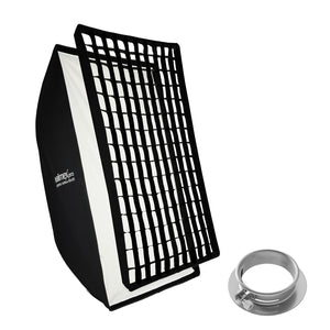Essential Softbox 80x120cm con adattatore softbox per Profoto 15,2 cm, girevole a 360°, facile da montare, con griglia, adattatore Bowens, per fotografia prodotti e persone
