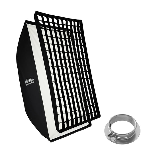 Essential Softbox 80x120cm con adattatore softbox per Profoto 15,2 cm, girevole a 360°, facile da montare, con griglia, adattatore Bowens, per fotografia prodotti e persone