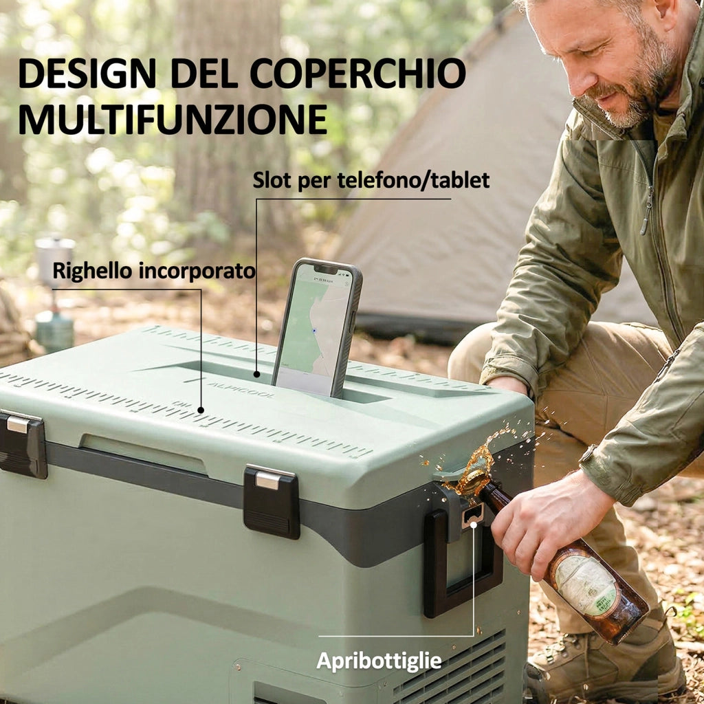 Frigorifero Portatile 72,6x42,2x50 cm Capacità 42,5L a Compressore con Controllo App Verde