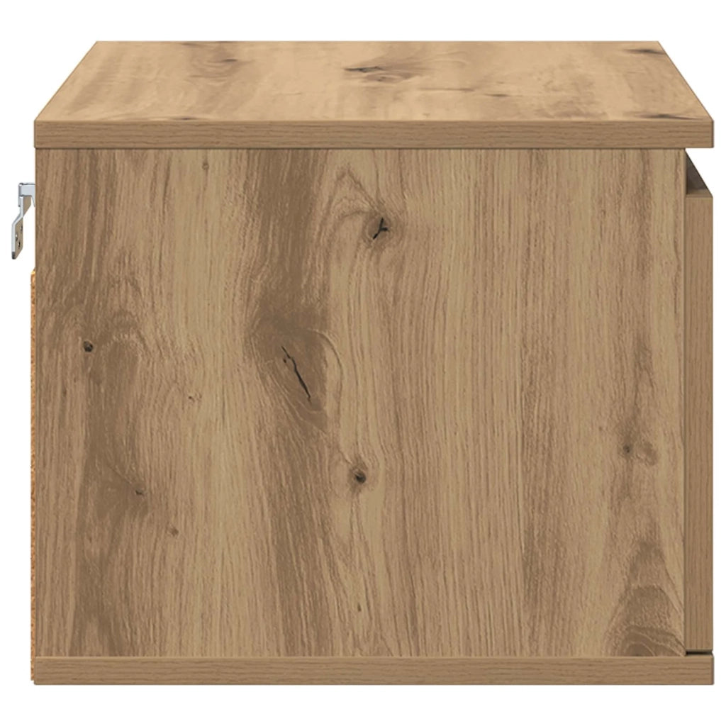 Mobiletto da Comodino | Armadio da Notte | Mobiletto da notte a parete con cassetto Rovere artigianale