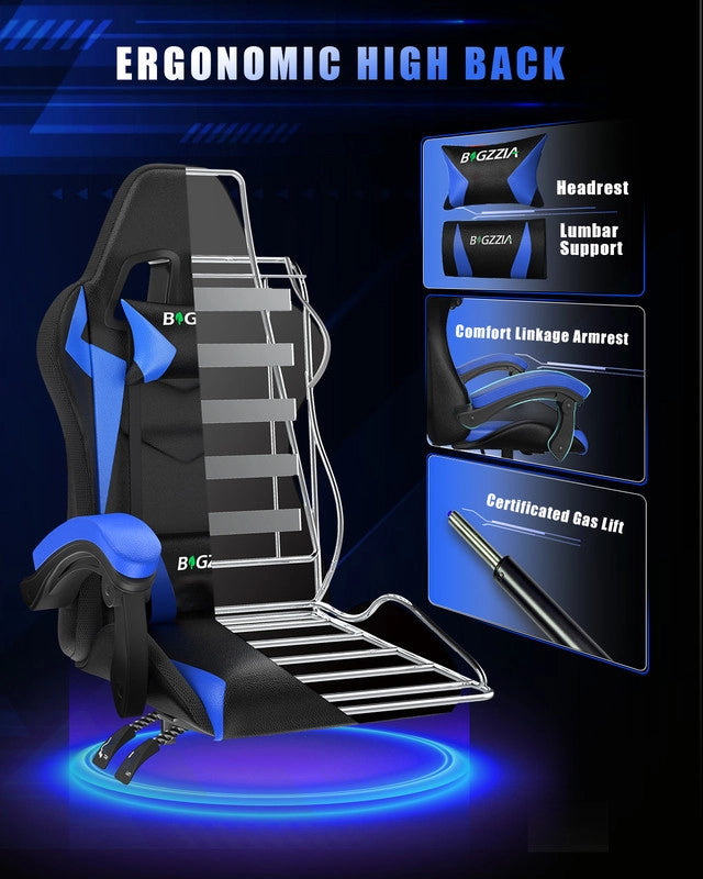 Sedia da gaming,  Sedia da gaming professionale con tecnologia LED RGB integrata, con poggiatesta, supporto lombare e braccioli