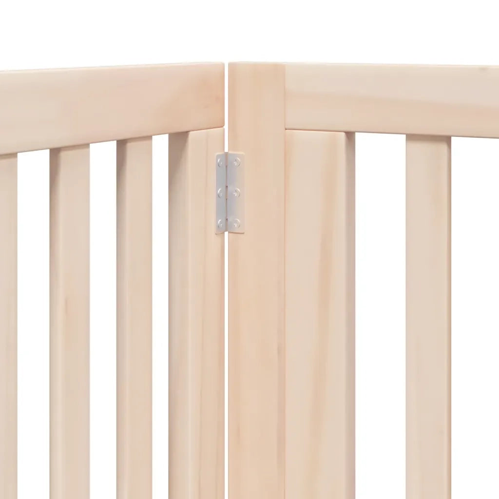 Cancelletto per cani con porta pieghevole 4 pannelli 320 cm in legno di pioppo 352241