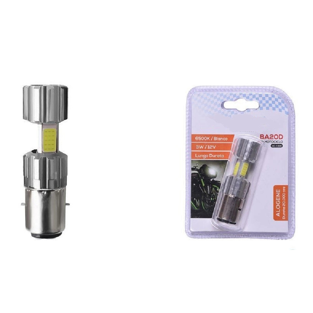 Trade Shop - Lampadina Per Motociclo Ba20d Alogena Luce Bianca 6500k 3w Lunga Durata Xc-1308 -