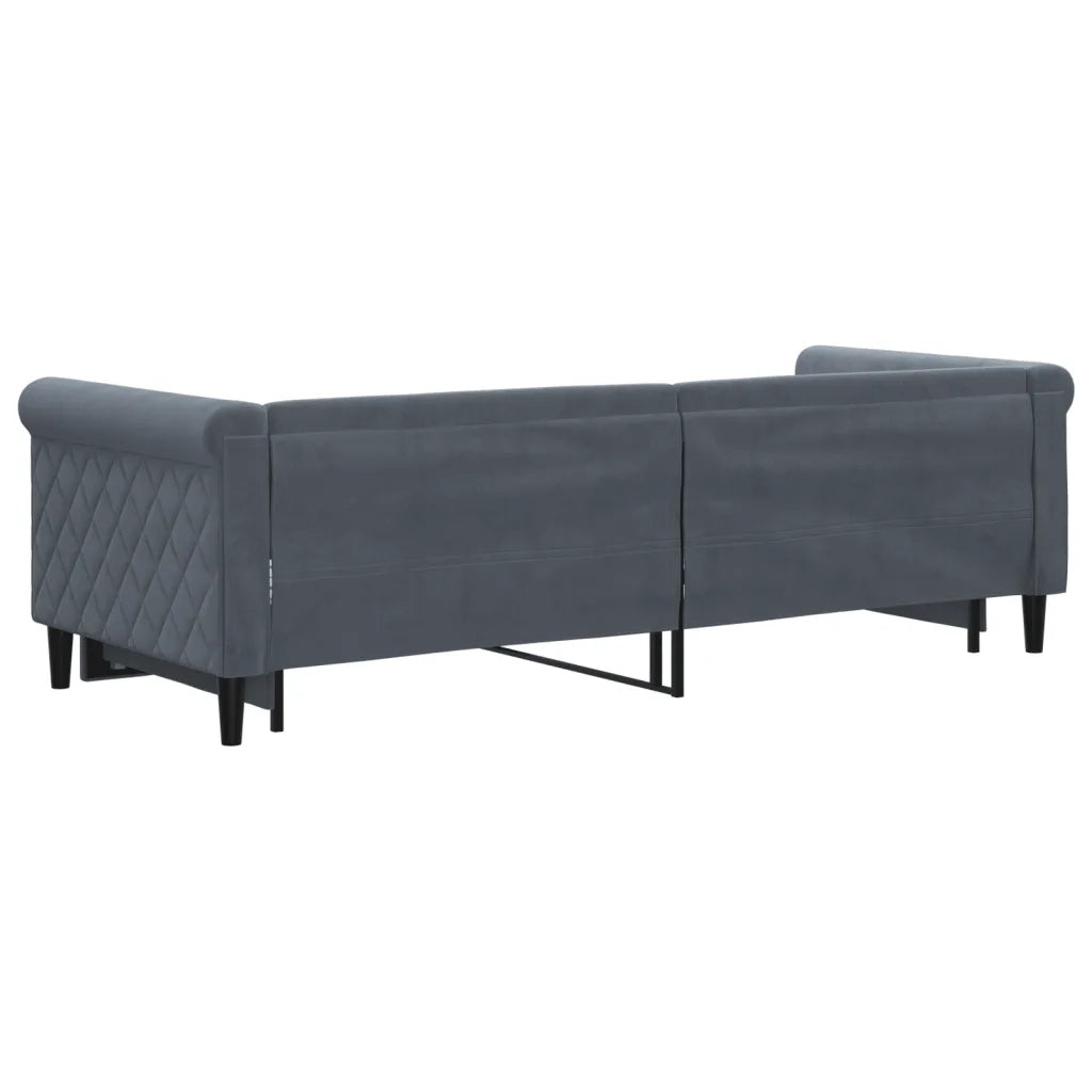 Divano Letto con Letto Estraibile Grigio Scuro 80x200cm Velluto