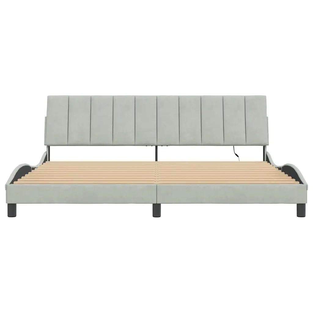 Giroletto con LED senza Materasso Hanko Grigio Chiaro 200x200 cm in Velluto 3213799