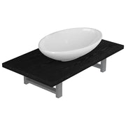 Set Mobili da Bagno | Armadio da bagno 2 pz Ceramica Nero