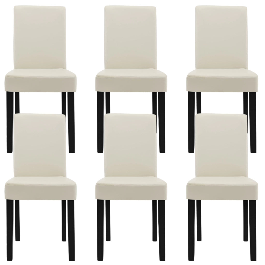 Set Pranzo con Tavolo 140x90 cm e 6 Sedie in Similpelle - Effetto Rovere Bianco / color Crema [en.casa]