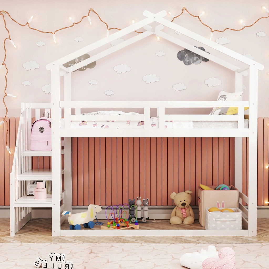 Letto a castello basso 90x200 bianco - Xylo