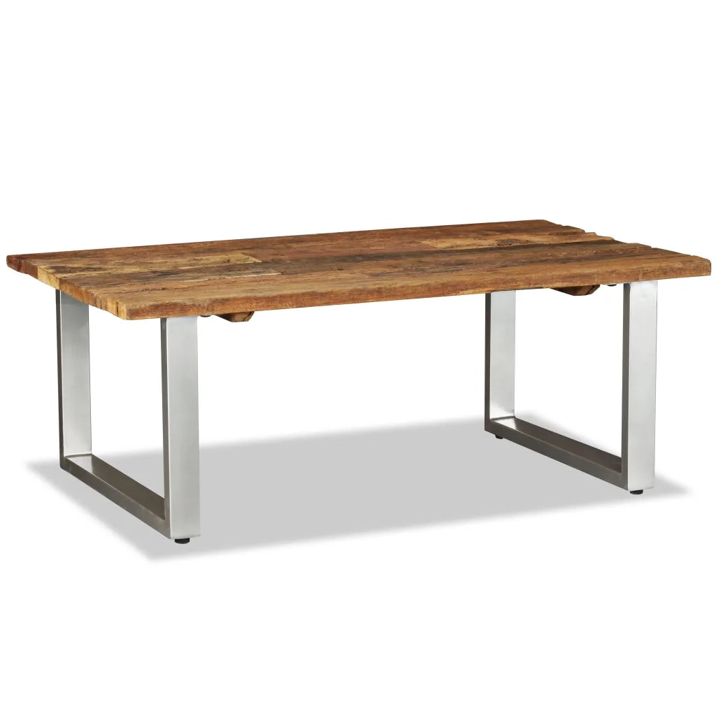 Tavolino da CaffÃ¨ in Legno Massello Recuperato 100x60x38 cm cod mxl 6106