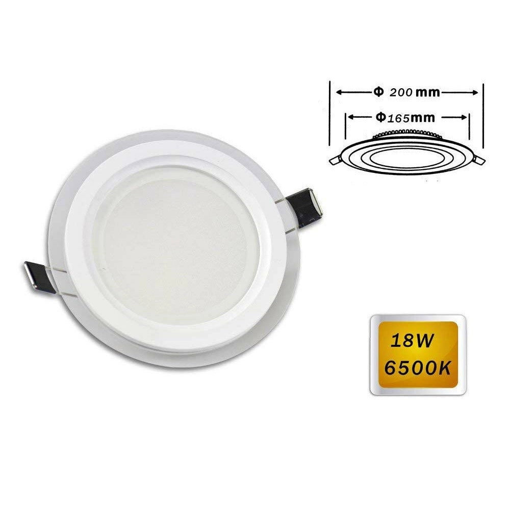 Trade Shop - Pannello Led Slim Incasso Bordo Vetro Tondo 18 W Luce 4000k 6500k 3000k P-165et - -bianco Freddo      -