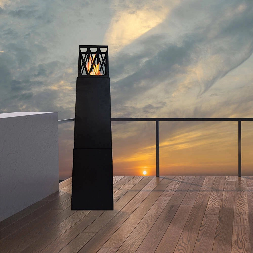 Camino a bioetanolo Arese, Caminetto ecologico, Focolare senza fumo, Riscaldatore ad etanolo, Made in Italy, 40x40 h146 cm, Nero