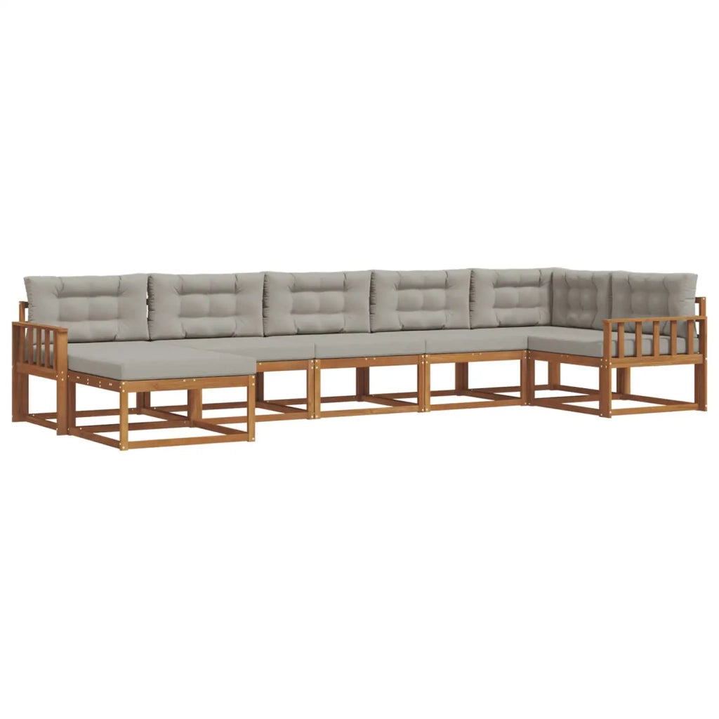 Set di divani da esterno 7 pcs Grigio Naturale e Chiaro