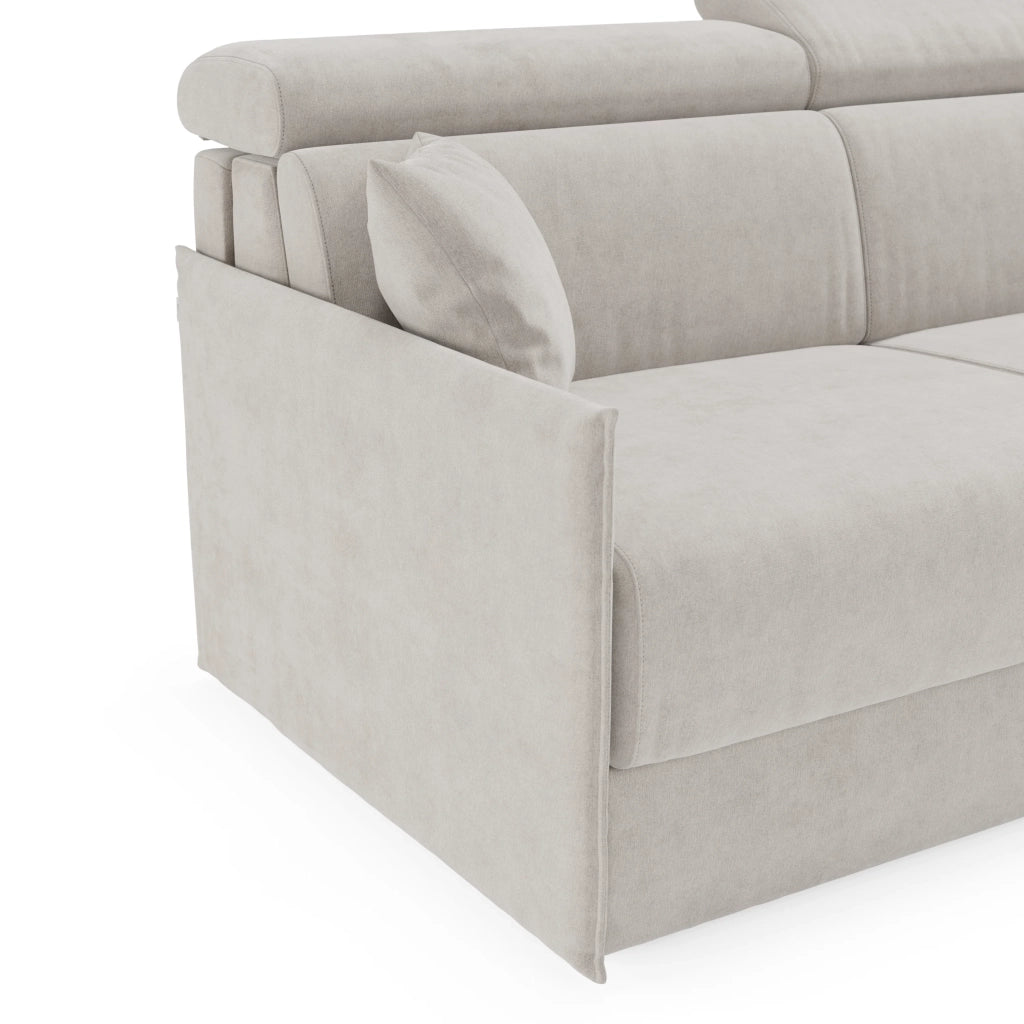 Miryam Divano letto con poggiatesta reclinabili e comfort maxi - design compatto in morbido tessuto smacchiabile T31 189 cm bianco