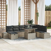 Set Divano da Giardino 9 pcs Grigio chiaro polyrattan