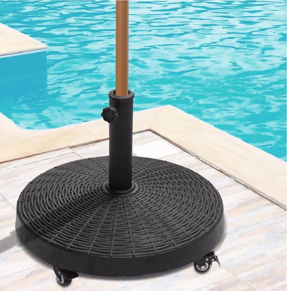 Base Ombrellone in Resina 25kg con 4 Ruote Supporto per Ombrelloni 38/48mm