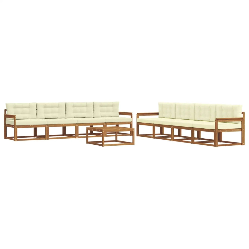 Set di divani da esterno con cuscino 9 pcs Naturale e Crema