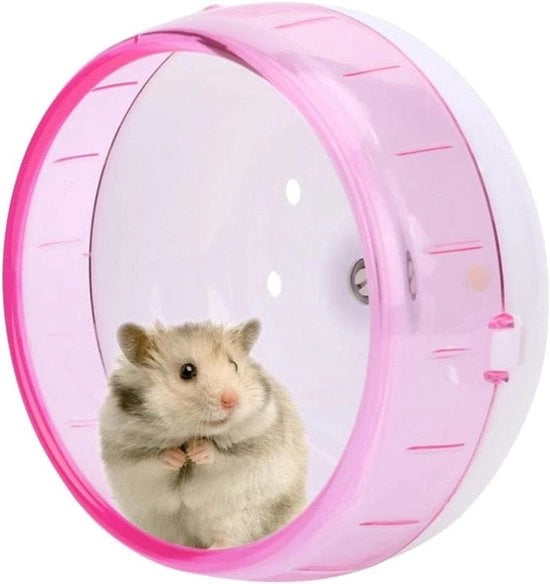 Girone da Equilibrio Silenzioso con Trottolo per Hamster - Giocattolo in Plastica Silenzioso per Hamster (Rosa)