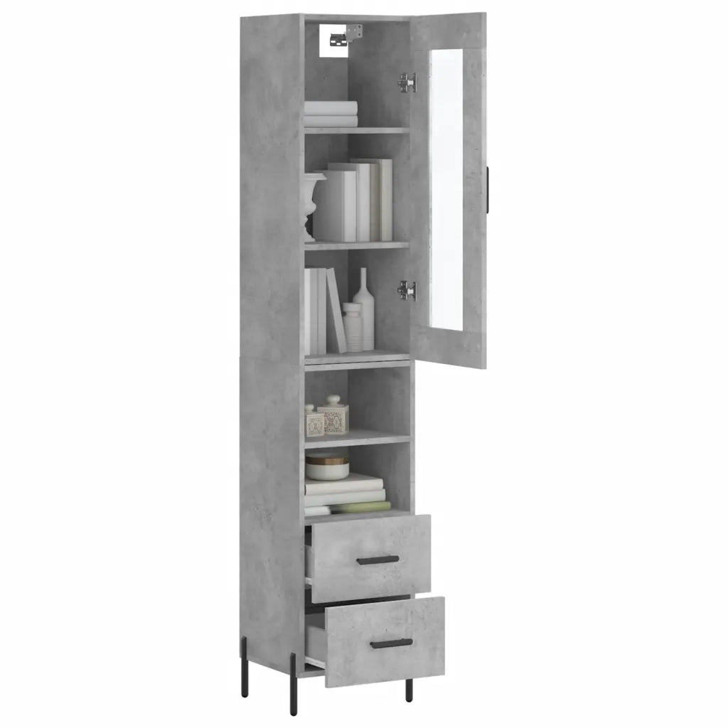 Credenza | Madia | Buffet da pranzo | Armadio da pranzo Grigio Cemento 34,5x34x180 cm in Legno Multistrato