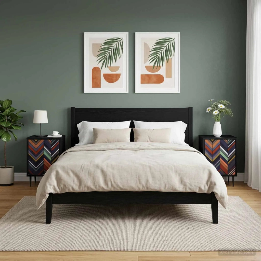 Armadio da Notte OMMEN 2 pz Rovere Nero 36 x 33 x 51 cm 8007250