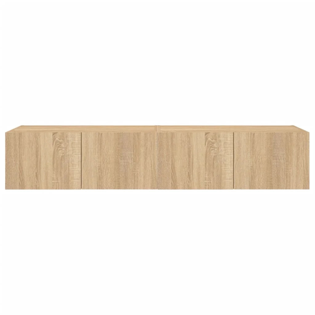 Mobile TV multimediale da parete mensola TV mobile TV sala da pranzo soggiorno camera da letto luci LED 2 pezzi rovere Sonoma 80 x 35 x 31 cm marrone 02_0029182