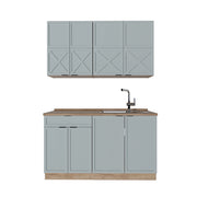 Cucina completa Fame-Line Blu-grigio chiaro/Rovere dorato 140 cm, PL Rovere Vicco