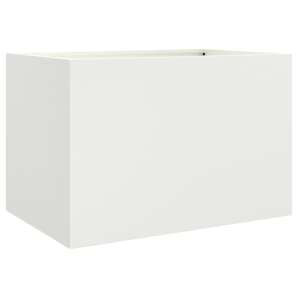 Fioriera rialzata per piante fiori terrazza giardino 62 x 40 x 39 cm acciaio bianco 02_0037753
