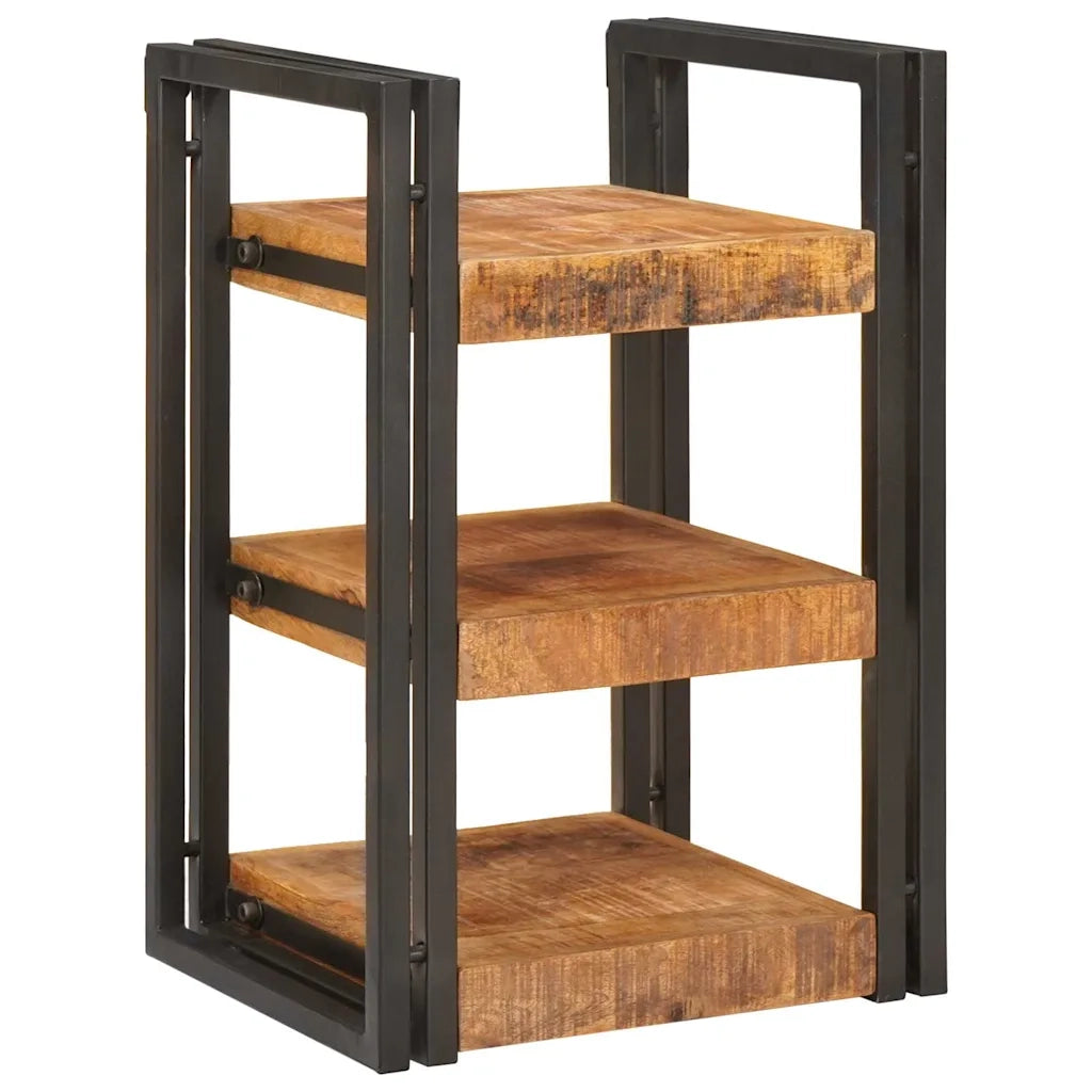 Comodino-Tavolino da notte Marrone e nero 38 x 33 x 58 cm Legno di mango massello