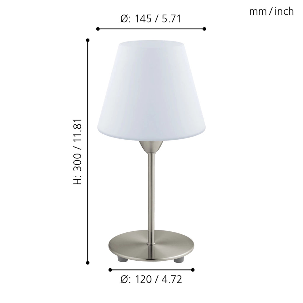 Lampada Da Tavolo Moderna Damasco 1 Acciaio Nichel Satinato 1 Luce E14