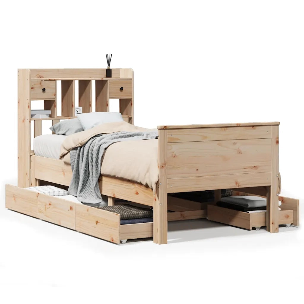 Letto Libreria senza Materasso 90x190 cm Legno Massello Pino 3308942