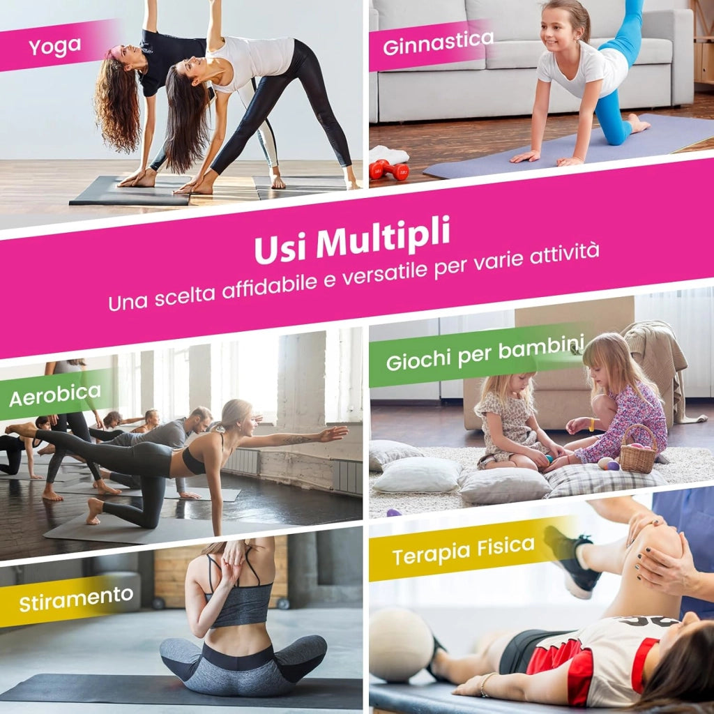 Tappetino Palestra Pieghevole a 4 Pannelli, Tappetino Ginnastica 300 x 117 x 5 CM con Maniglie e Chiusure a Strappo, per Ginnastica, Yoga e Stretching