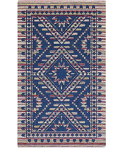 Tappeto Arredo KENYA BLU salotto soggiorno camera, disegno kilim etnico africano, multiuso lavabile antiscivolo cm.175x240