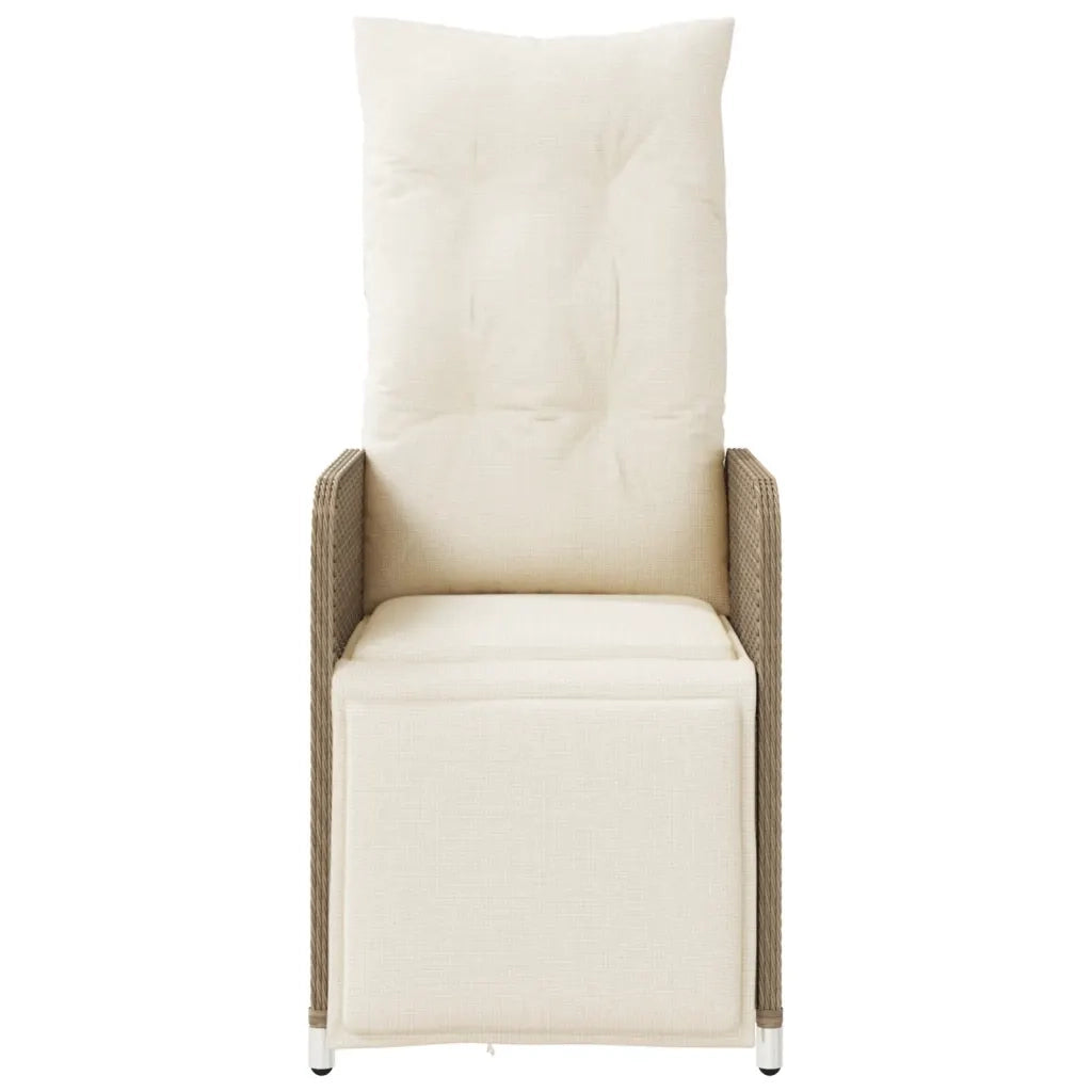 Sedie da Giardino Reclinabili 2pz con Tavolino Polyrattan Beige 365708