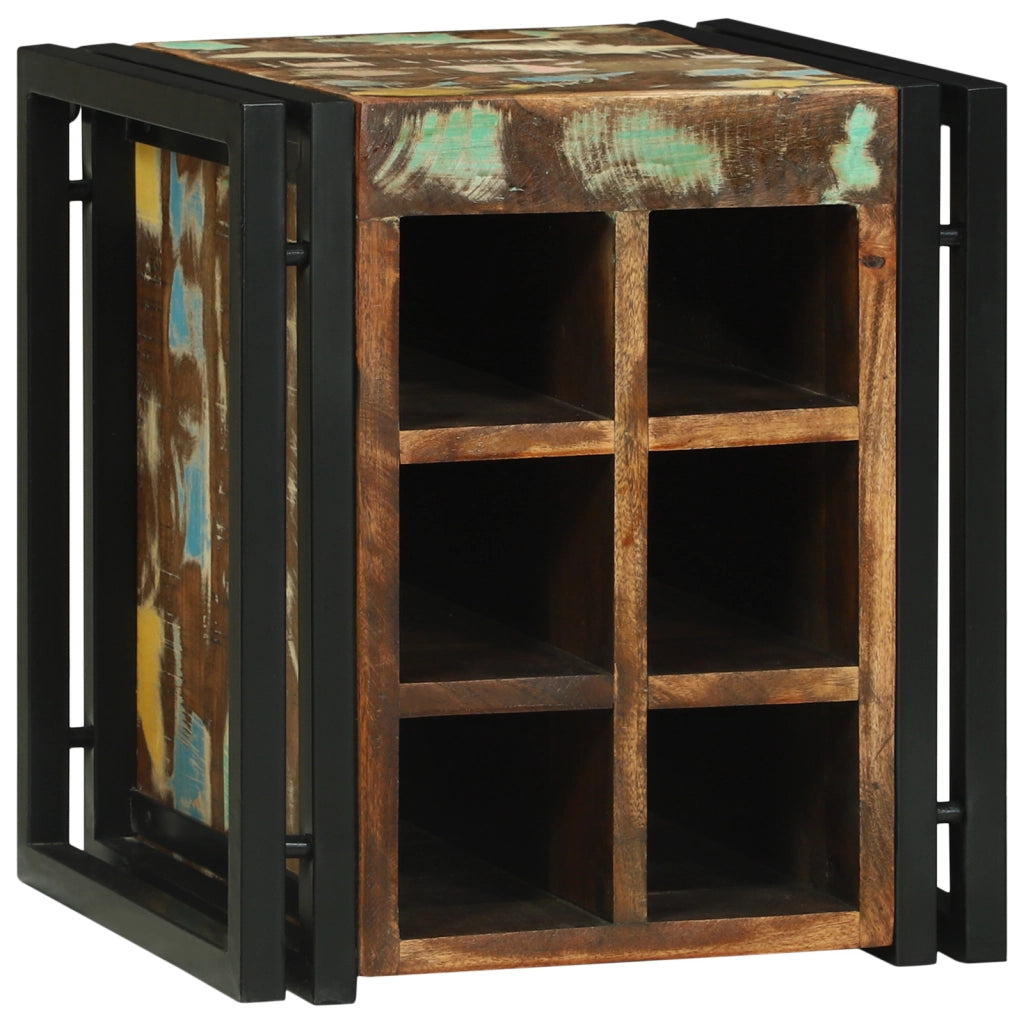 Porta Bottiglie 34.5x35x39 cm Legno Massello di Recupero