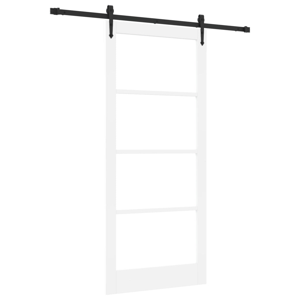 Porta scorrevole  con set hardware bianca 93x211 cm in legno massello di pino