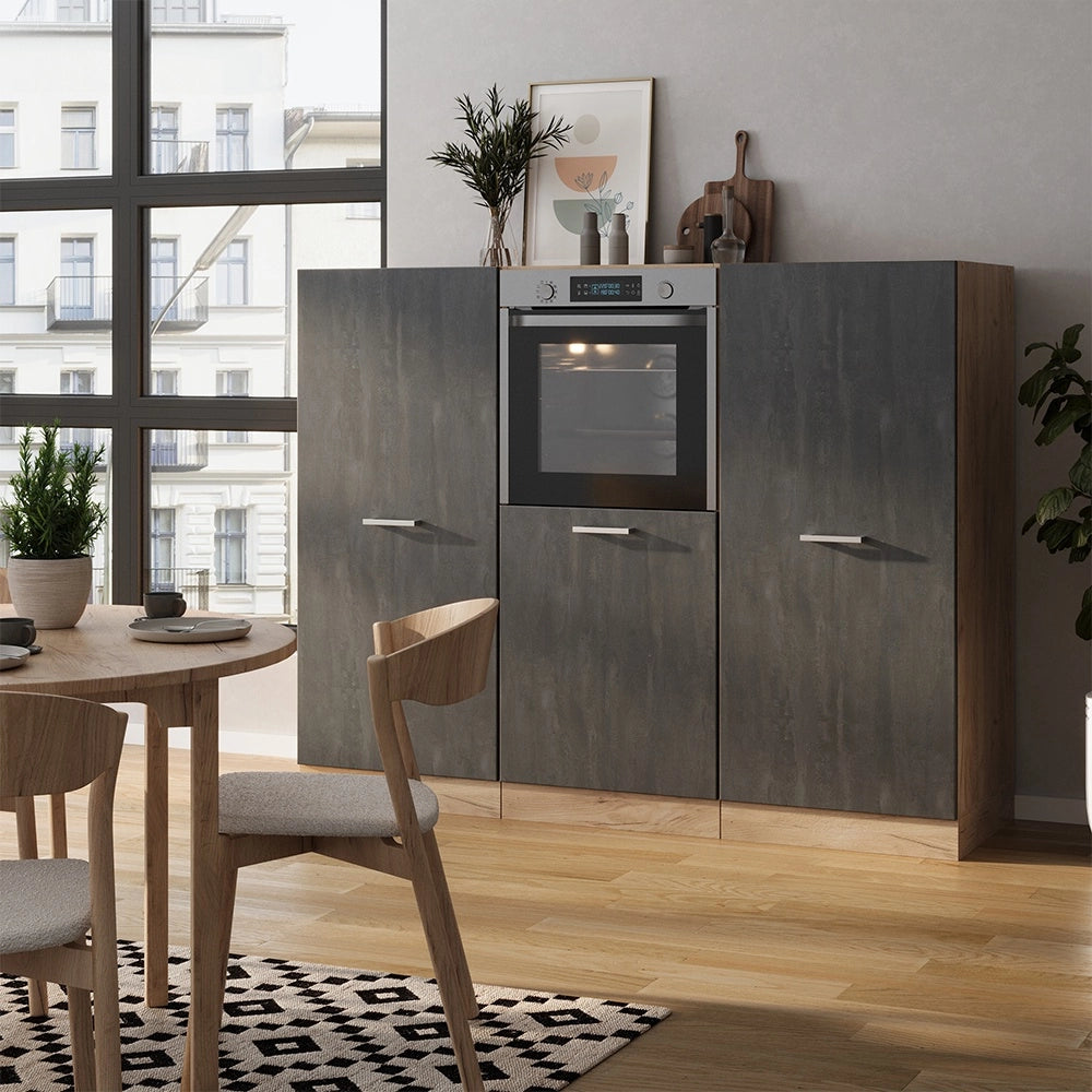 Cucine componibili piccole R-Line Calce nera/Rovere dorato 180 cm Senza piano di lavoro Vicco