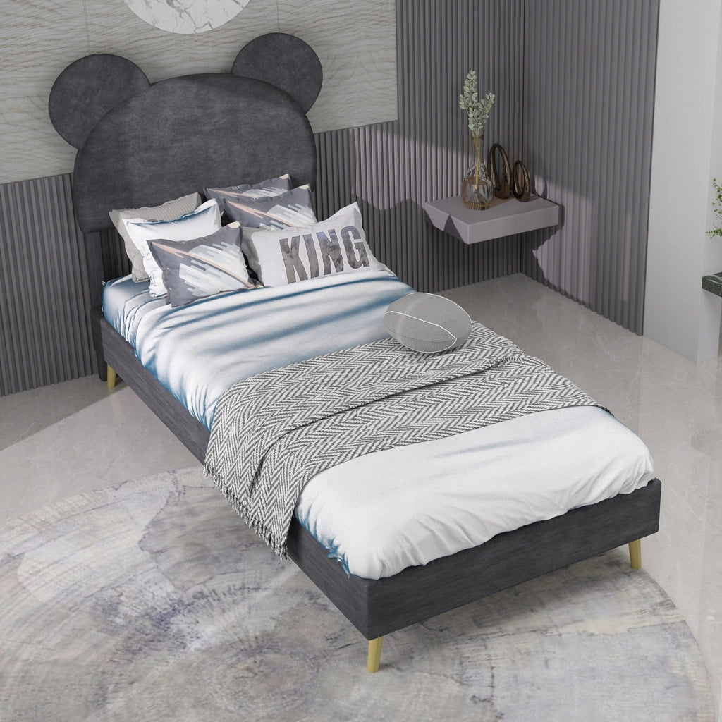 Letto imbottito 90x200 - Xylo - Minimalista grigio
