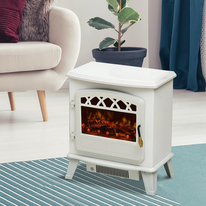 Camino Elettrico da Terra Effetto Fiamma 1800W Bianco