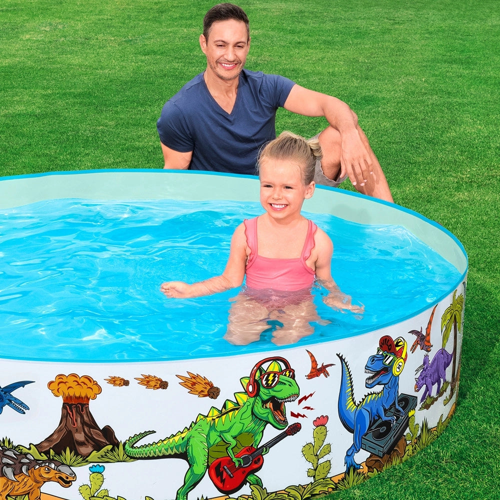 Trade Shop - Piscina Rigida Per Bambini 2+ Anni Con Motivo A Dinosauri ø183x38cm 946lt Giardino 55022 -