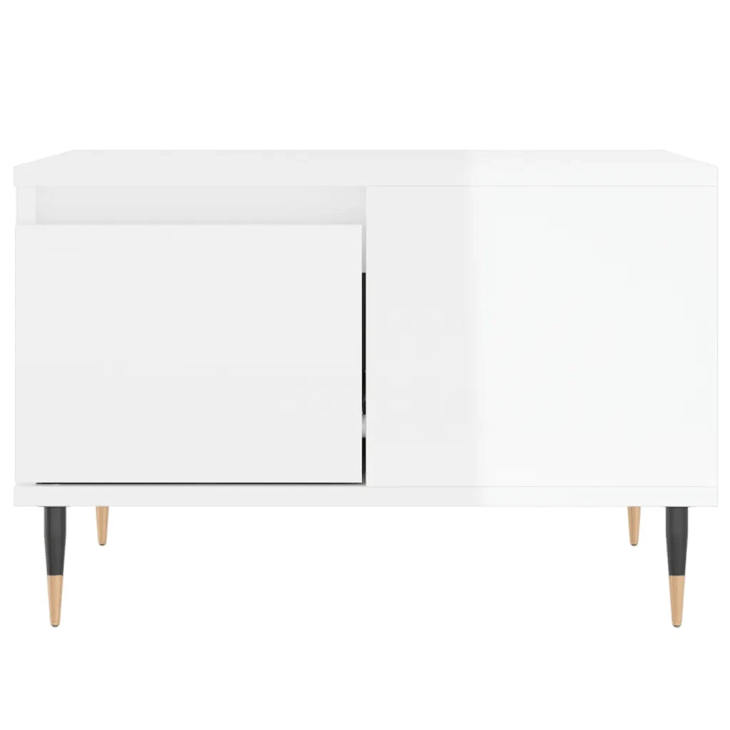 Tavolino Salotto Bianco Lucido 55x55x36,5 cm Legno Multistrato