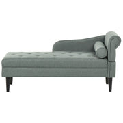 Chaise longue destra in tessuto verde imbottita con cuscino Gambe in legno facili da pulire Soggiorno moderno