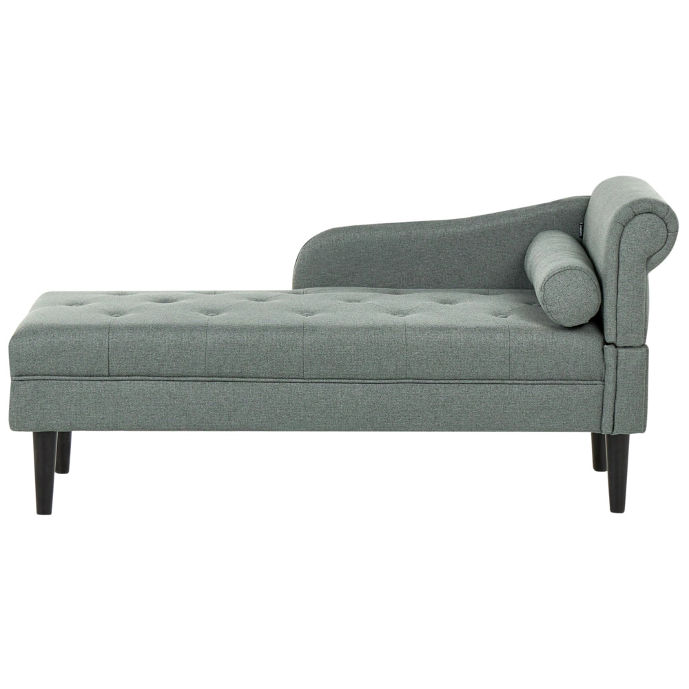 Chaise longue destra in tessuto verde imbottita con cuscino Gambe in legno facili da pulire Soggiorno moderno