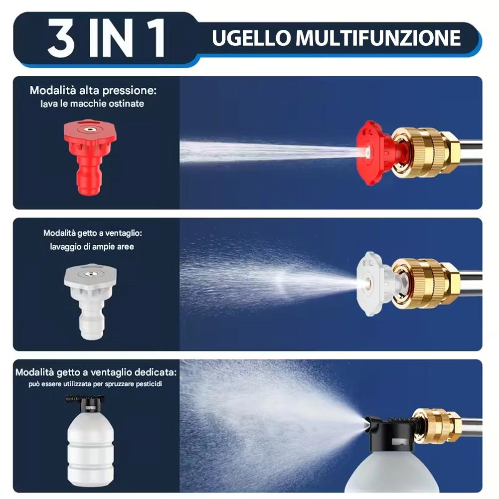 Pistola Idropulitrice con Doppia Batteria 48V con Ugelli e Accessori